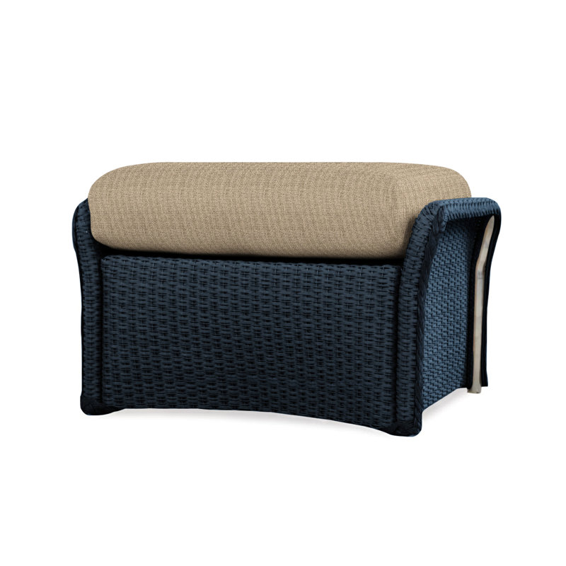 Weekend Retreat Outdoor Ottoman, Sailcloth Salt, Ebony