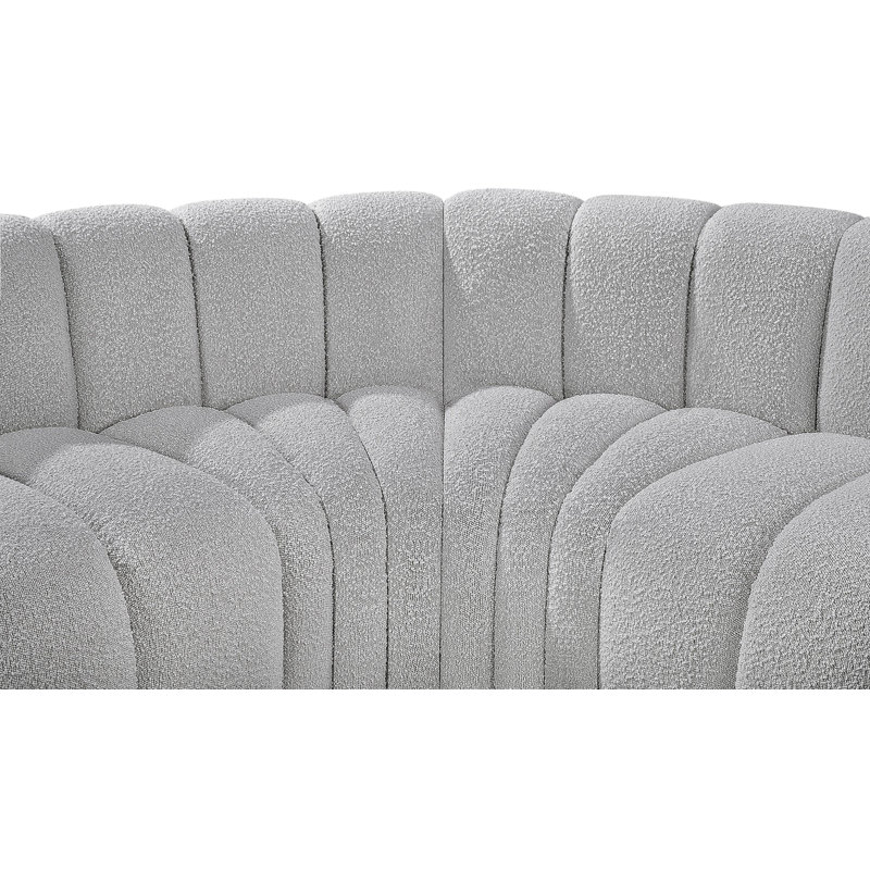 Canapé et méridienne rembourrés Izelia, Tissu gris bouclé