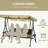 Outdoor 3 - Seat Swing With Canopy, Removable Cushion, And Adjustable Sunshade For Porch, Garden, Poolside, Backyard 704 Lbs Weight, 52" Seat, 45 Canopy Angle, Cup Holders, Trays, Pe , Steel Frame,