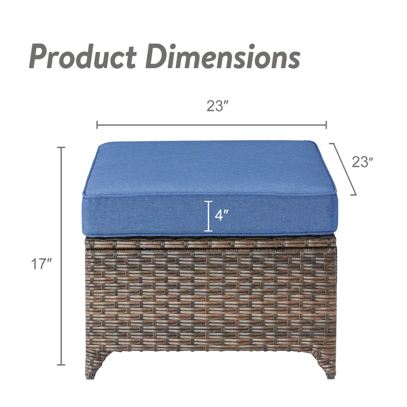 Repose-pieds d'extérieur avec coussin Sunbrella® Tya, Bleu
