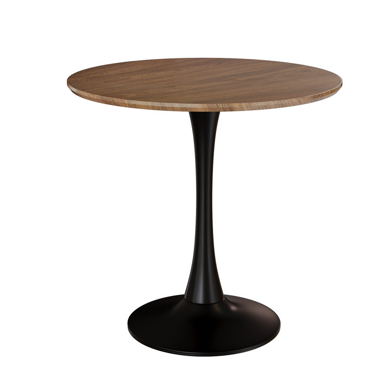 Table de salle à manger ronde en grain de bois foncé, table de salle à manger moderne, table de salle à manger, plateau de table en panneau de fibres à densité moyenne et base mate peinte par pulvérisation en fer, table de salle à manger ovale moderne, table basse Mid-Century