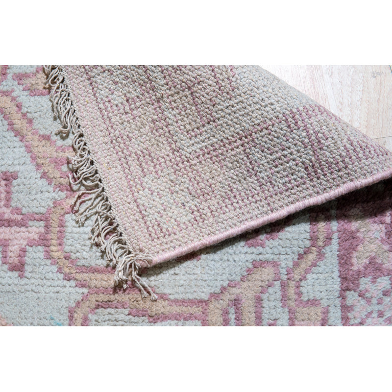 Tapis oriental rose en laine noué à la main Lydia, Rectangle 8 pi x 10 pi
