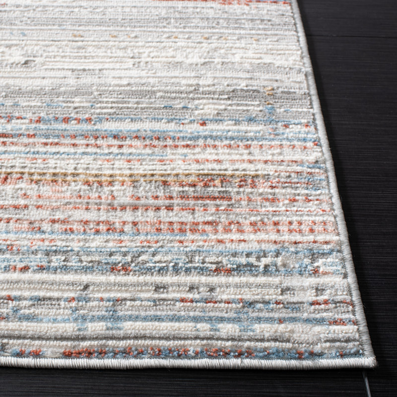 Tapis abstrait ivoire / rouille, Carré 6 pi 7 po