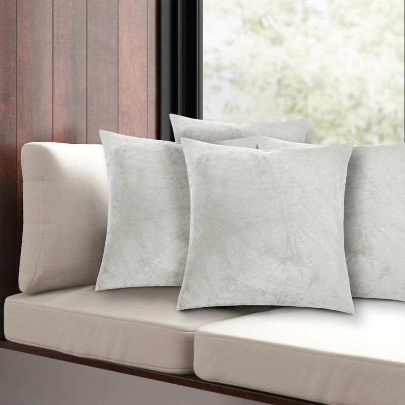 Apex Crushed Velvet Cushion Cover Set, Off White