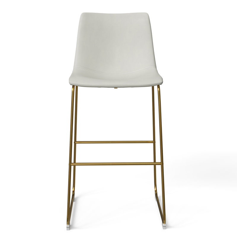 Nia Vegan Leather Bar & Counter Stool, Bar Stool (29" Seat Height), Vintage Cream, Gold