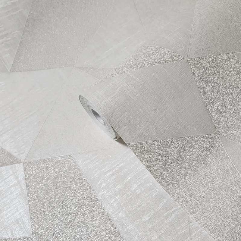 Papier peint géométrique géométrique beige et blanc cassé avec triangles crème et triangles