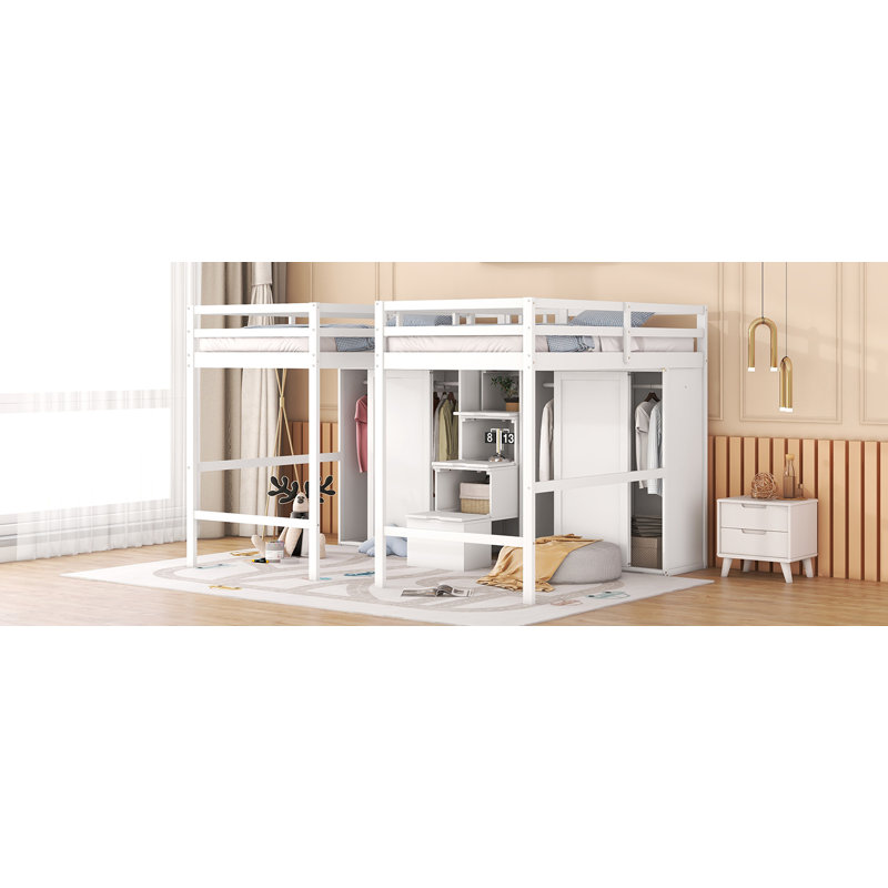 Lit mezzanine double avec placards et escalier