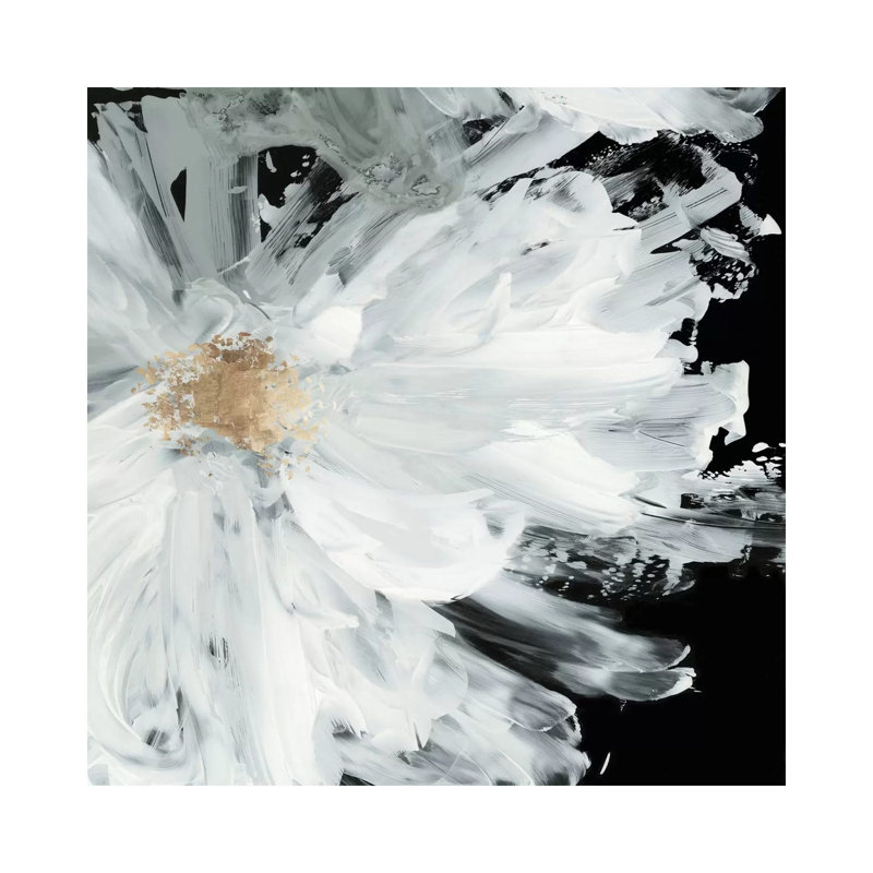 Black Peony by Asia Jensen - Painting on Canvas, 30.48 cm H x 30.48 cm W, Wrapped Canvas