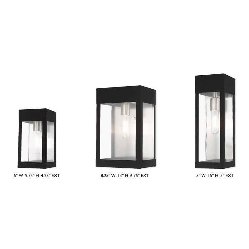 Lanterne murale d'extérieur Throncliffe, H 9,75 po x l 5 po x P 5 po, Noir