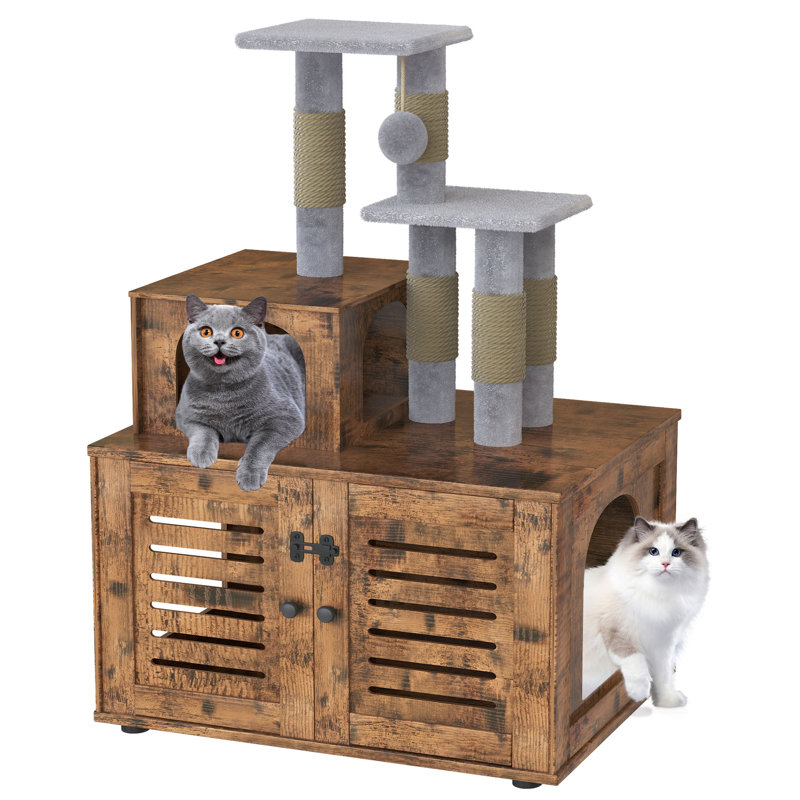 Chemika 42.9'' H Cat Tree, Rusitc Brown/Gray