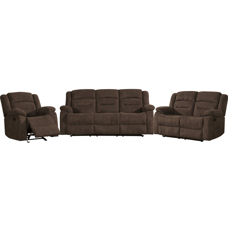 Ensemble de salon inclinable 3 pièces Manneville, Brun