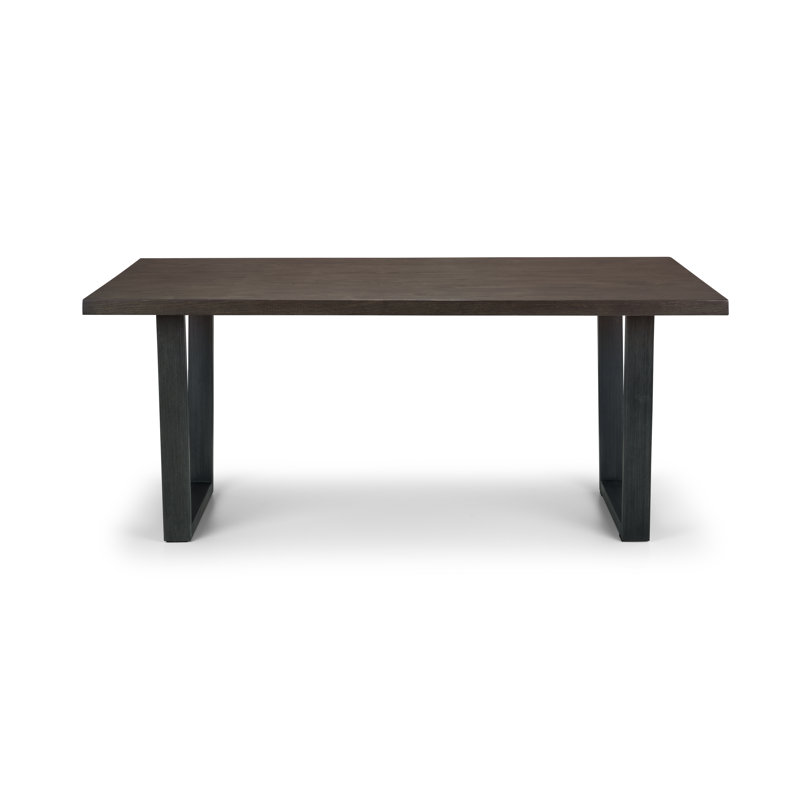 Armor Oak Solid Wood Top Metal Base Dining Table, Dark Oak