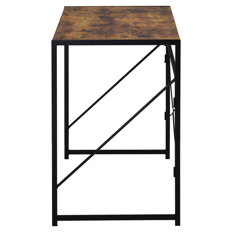 Metal Base Writing Desk, Brown, Black