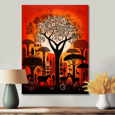 «Urban Tree Wild Savanne Animal Gathering», art mural africain