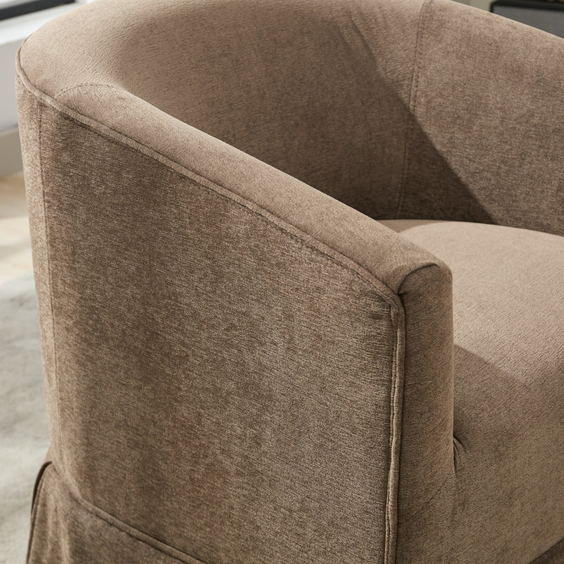 Upholstered Swivel Barrel Chair Set Of 2, Brown