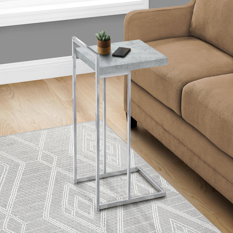 Table d'appoint, en forme de C, bout, côté, collation, stratifié, métal chromé, contemporain, moderne, Argent argent