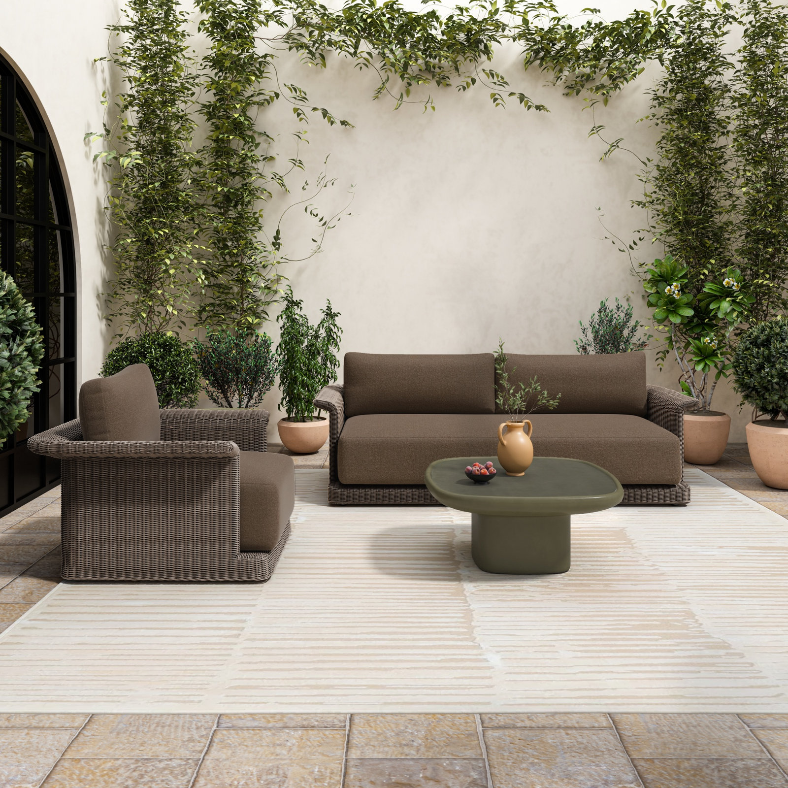 35'' Concrete Outdoor Coffee Table, Green