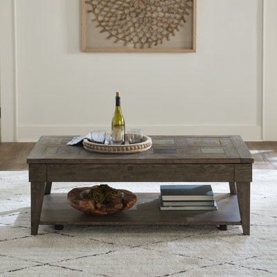 Table de cocktail à plateau relevable Anvita avec rangement et roulettes