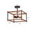 Industrial Wood Square Four Light Ceiling Fixture