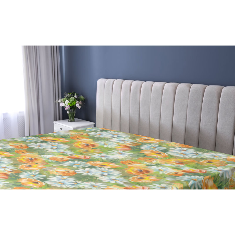 Drap-housse Ambesonne, Jaune souci, vert jade / floral, Drap-housse très grand californien