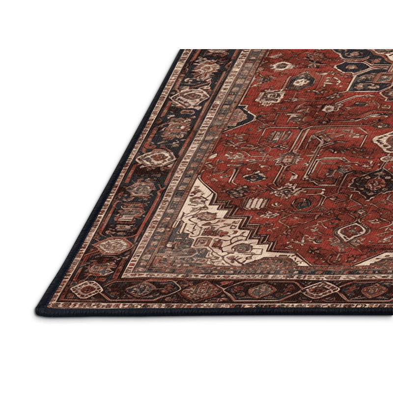 Tapis brun lavable à la machine, Rond 8 pi