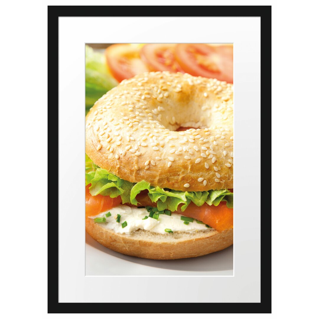 Gerahmtes Poster Frischer Lachs Bagel