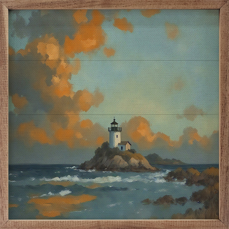 Phare au lever du soleil, H 4 po x l 4 po
