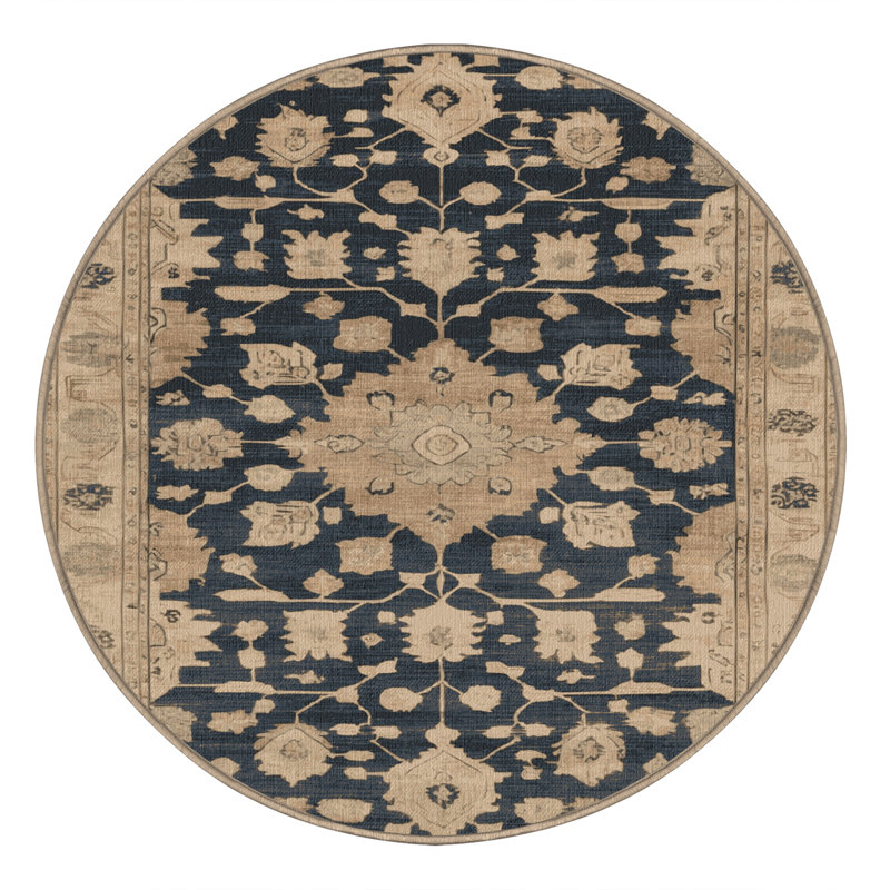 Machine Washable Overdyed Brown Area Rug, Round 4'