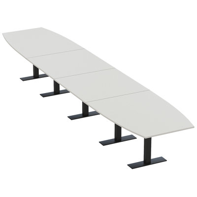 Table de conférence en forme de bateau avec base en T en métal