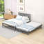 Lit plateforme double avec lit gigogne simple réglable et tête de lit-594730740