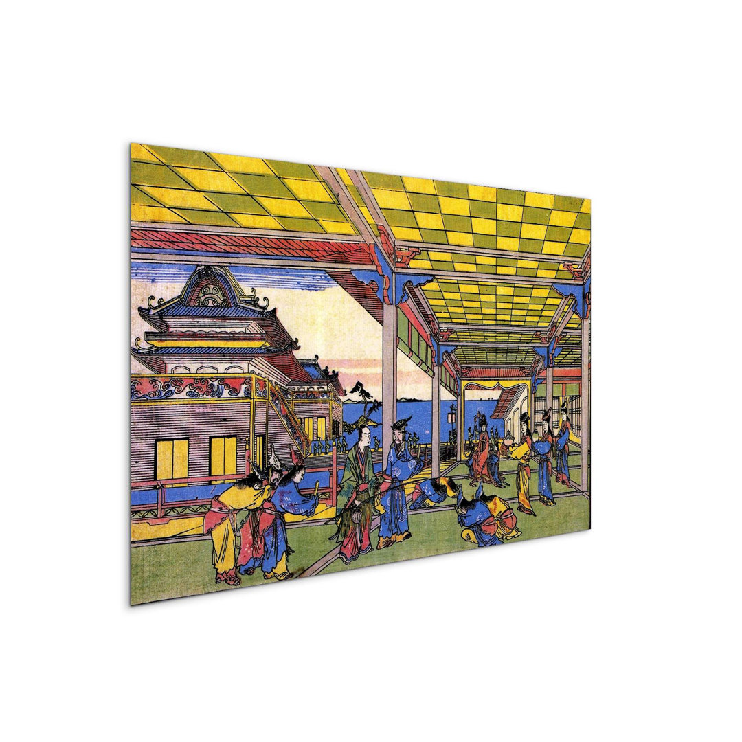 Scene in by Hokusai Katsushika 53×80 cm MetalArt Materic Aluminum Satin Effect, Frameless Panel, Lightweight Ready to Hang