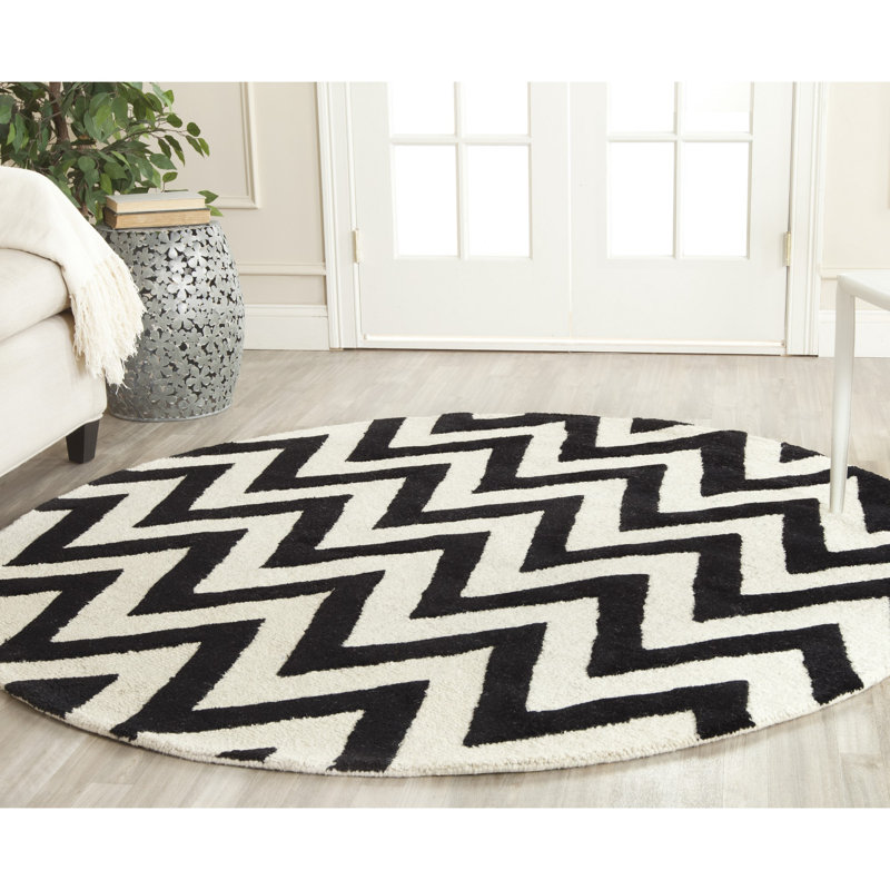 Sanyla Cambridge Hand Tufted Wool Chevron Rug, Round 8'