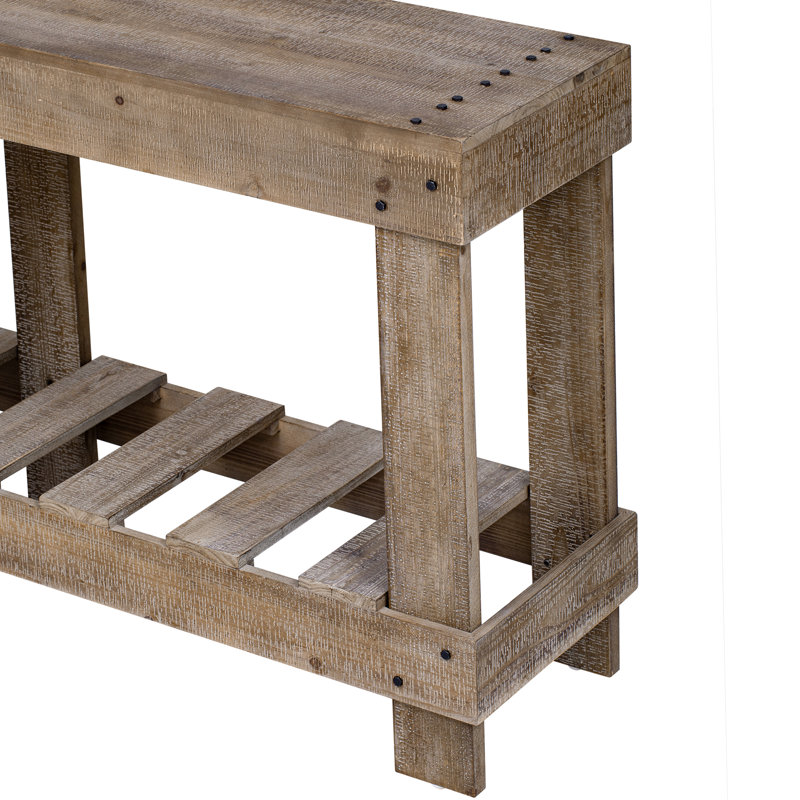 Modern Farmhouse 62.9" Solid Wood Entryway Table, Natural
