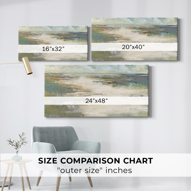 Misty Coast - Toile tendue avec châssis - Prêt à accrocher, H 16 po x l 32 po