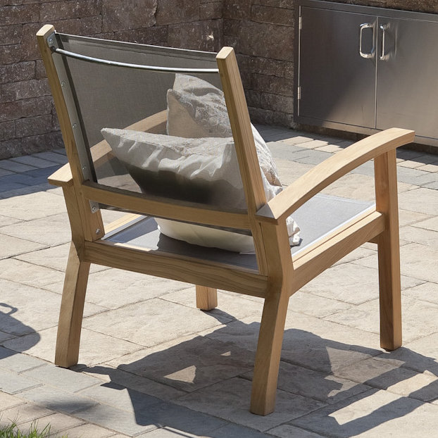 Barbados Teak Outdoor Lounge Chair, Gray