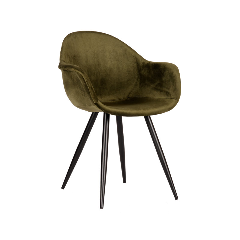 Feather 49cm H Velvet Upholstered Armchair, Army