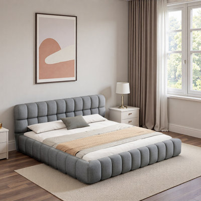 Lit plateforme tapissier avec coutures et soutien solide