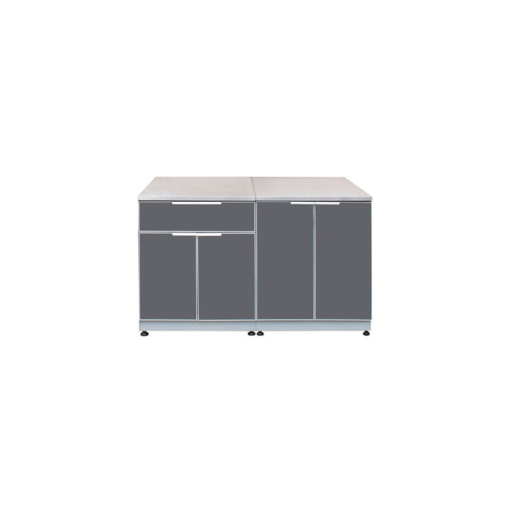 Cuisine d'extérieur Blue Sky Outdoor Living - 152,4 x 93,3-97,2 cm (60 x 36,75-38,25 po), ensemble de 2 pièces en acier inoxydable de qualité alimentaire et conception pliable brevetée - OKCD2-DR1-36T