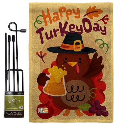 Joyeuse jours de turquie, 2 faces de polyester 18,5 x 13 po ensemble de drapeau