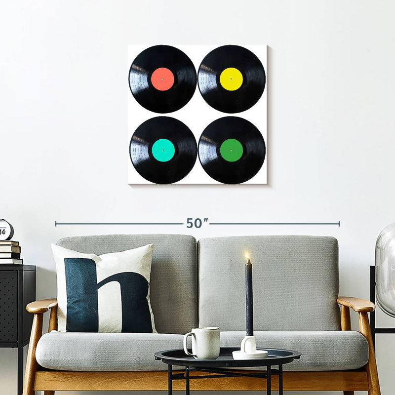 Colorful Vinyl Discs, 24" H x 24" W