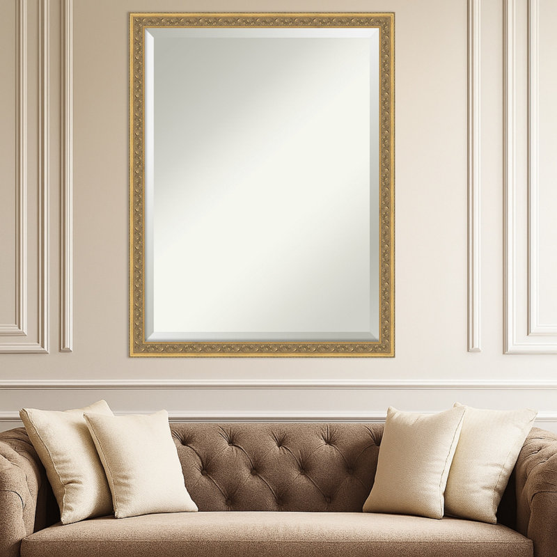 Carter Dark Gold Beveled Wood Framed Wall Mirror, 33.5" x 43.5"