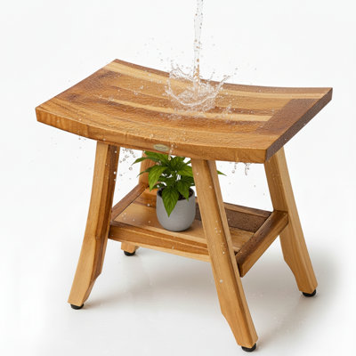 EcoDecors' Satori 18" W - Teak Shower Bench, Teak Bench Shower, Teak Bathroom Bench, Teak Wood Shower Bench, in Earthy Teak