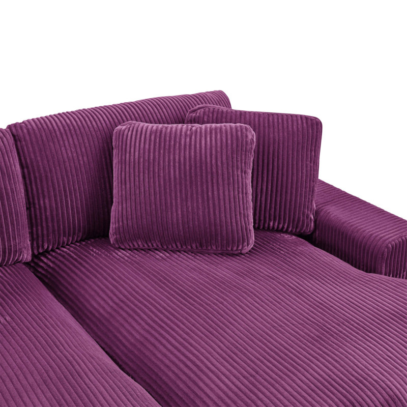 Grand canapé modulaire à double assise en velours côtelé Large Seating, Purple