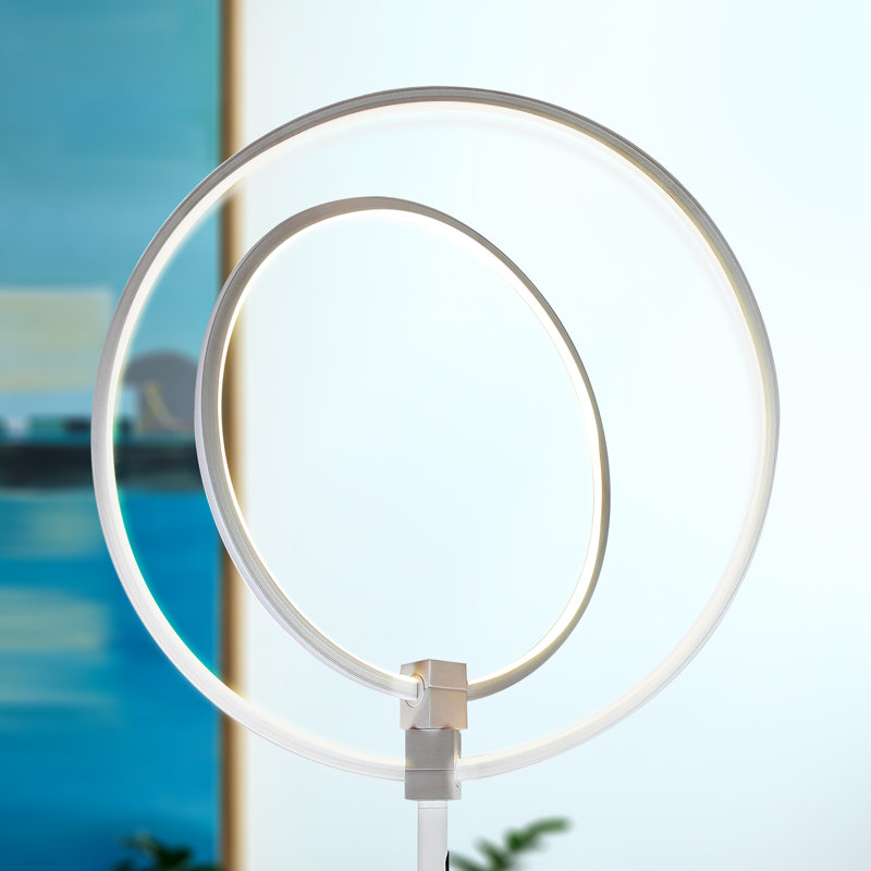Eclipse 79 in. Industrial 2-Light 3-Way Dimming LED Floor Lamp with 2 Height Adjustable Heads, White