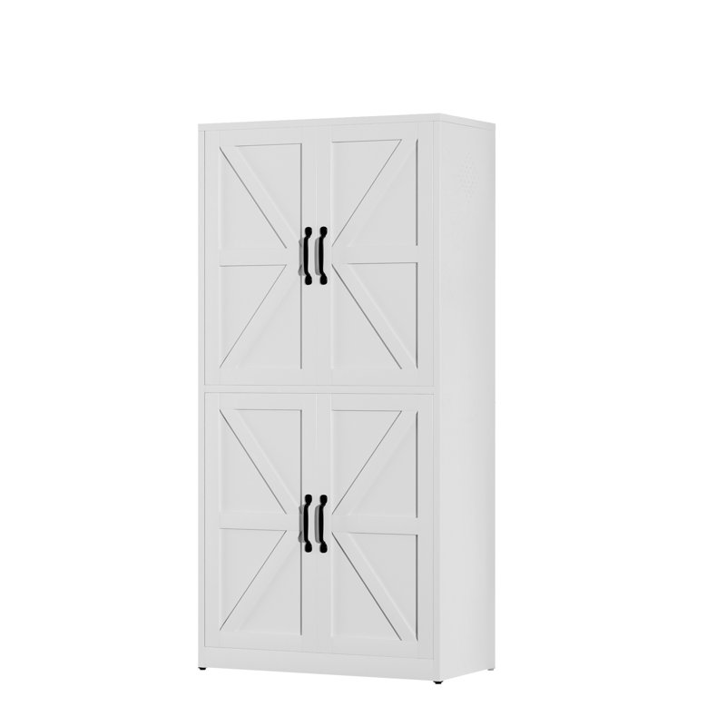 Armoire en acier blanc avec joint magnétique puissant et silencieux, capacité de charge de 55 lb pour la salle de bain, rangement pour garde-manger robuste, hauteur personnalisable, preuve, espaces de campagne