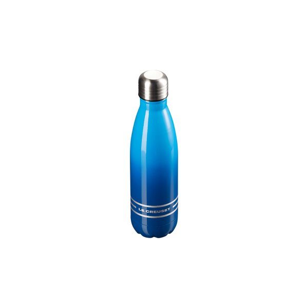 Stainless Steel Water Bottle with outer plastic shell and bottom that  unscrews