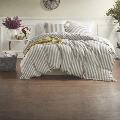 Natural Fabric Cal King Bedding Sets, Linen Cotton Blend, Timeless Design For All Seasons