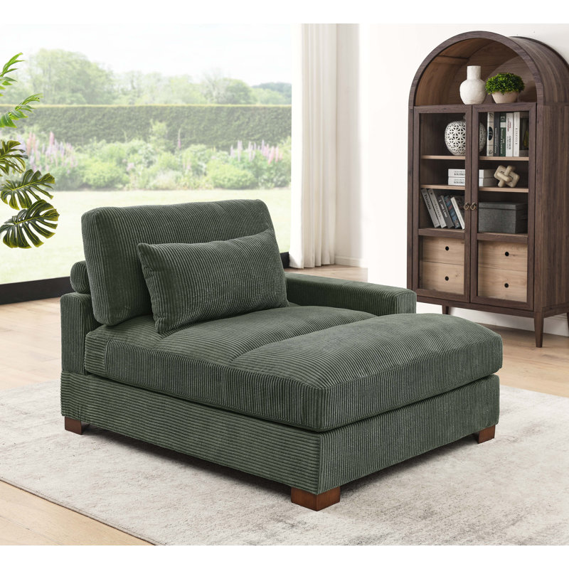Chaise longue rembourrée Ariee, Orienté à gauche (vu de face), Velours côtelé brun