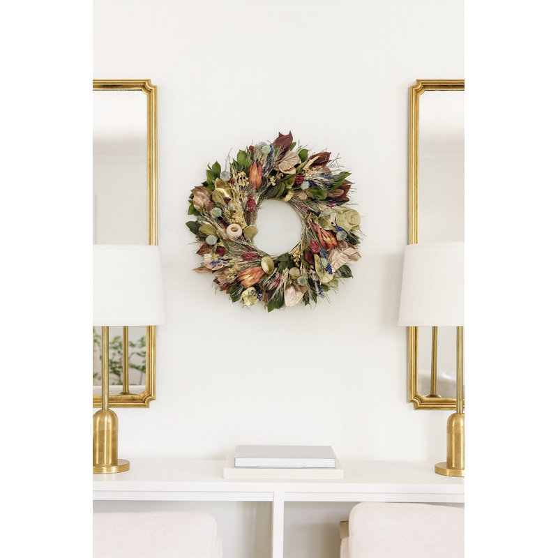 Handcrafted Dried Mixed Assortment Wreath, 30" H x 30" W x 6" D
