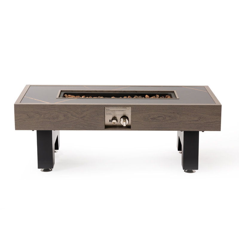 Foyer de table en bois 42 po, Gris / Noir
